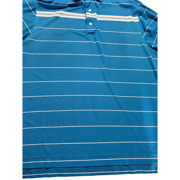 FootJoy FJ Golf Polo Shirt Sky Blue White Stripes Back Logo Mens XL Polyester - Picture 10 of 11